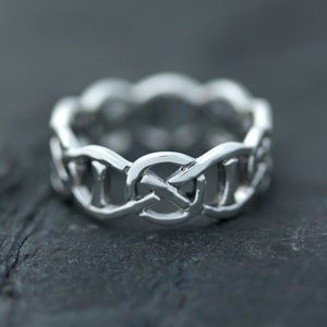 Celtic Knot Band Ring - Eternity Infinity Open Weave - Hallmarked 925 Sterling Silver  -Scottish Jewellery