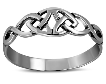 Celtic Knot Triquetra Trinity Ring - Interlocked Trinity Union-hallmarked 925 Sterling Silver-Scotland Edinburgh Design - Scottish Jewellery