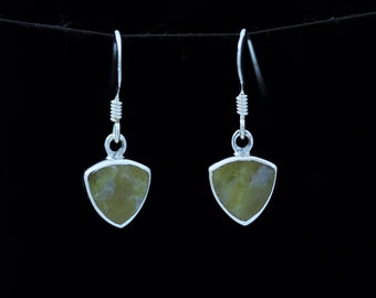 Scottish Marble Earrings - Small Shield - Hand Picked Natural Stone-Hallmarked 925 Sterling Silver-Celtic Design Scotland-Scottish Jewellery