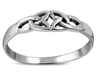 Celtic Knot Triquetra Trinity Ring - Dainty Delicate Union -hallmarked 925 Sterling Silver-Scotland Edinburgh Design - Scottish Jewellery