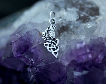 Scottish Thistle Pendant With Hallmarked 925 Sterling Silver Chain - Celtic knot Roots - Celtic Design Scotland Edinburgh-Scottish Jewellery
