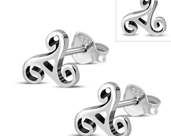925 Sterling Silver Tiny Triple Spiral Triskele Triskelion Celtic Symbol 10 mm Post Stud Earrings 925 Sterling Silver Tiny Triple Spiral Triskele Triskelion Celtic Symbol 10 mm Post Stud Earrings