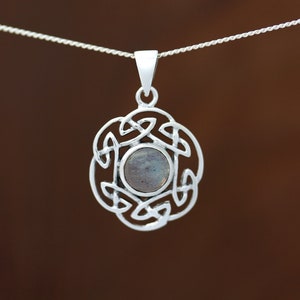 Sterling Silver Celtic Knot Labradorite Pendant - Pictish Knot Border -  Celtic Design Scotland - Scottish Celtic Jewellery - Silver Jewelry