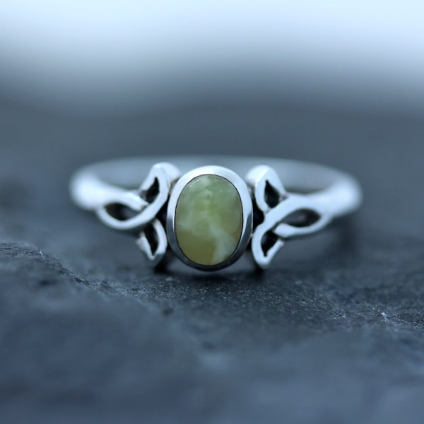 Scottish Marble Ring - Ribbon Trinity - Hallmarked 925 Sterling Silver - Hand Picked Natural Scottish Stone - Celtic Design Scotland