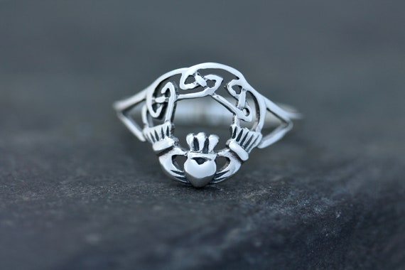 Claddagh Celtic Knot Ring Love Friendship Loyalty Hallmarked 925