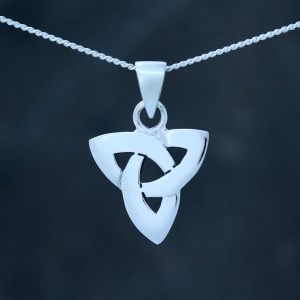 Triquetra Trinity Celtic Knot Pendant -Wide Arms of Three-Hallmarked 925 Sterling Silver-Celtic Design Scotland-Scottish Celtic Jewellery