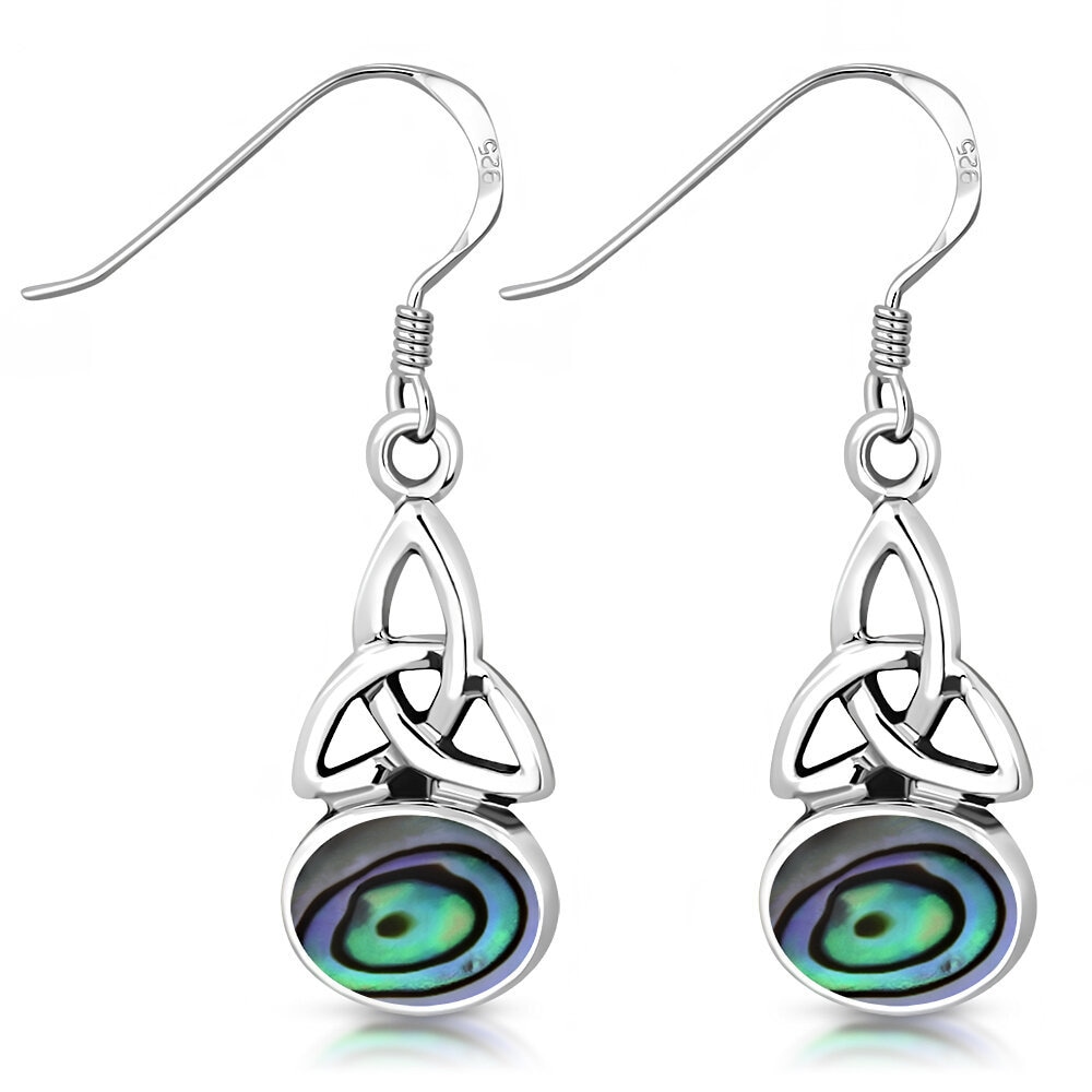 Piccoli orecchini pendenti con nodo celtico in argento sterling Triquetra o Triskellion con nodo celtico - Scegli una pietra preziosa! Nichel free e ipoallergenico. - Italia