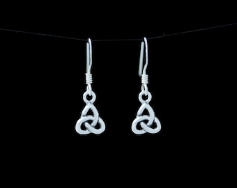 Celtic Trinity Knot-Triquetra Earrings - Rounded Arms- Hallmarked 925 Sterling Silver- Edinburgh, Scotland