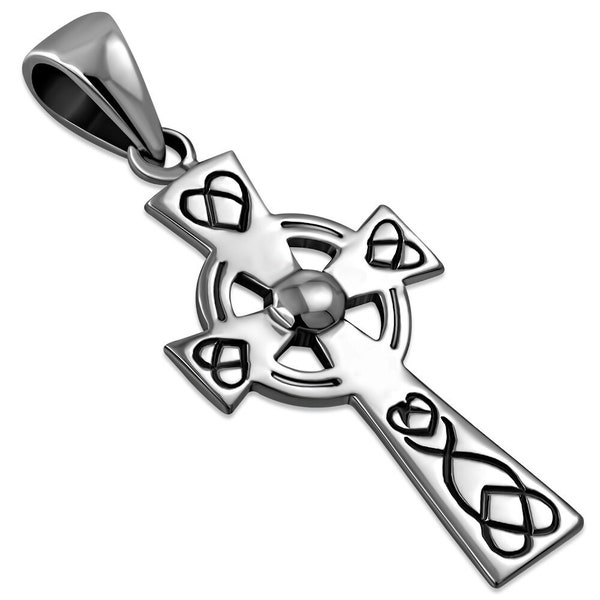Celtic Cross Pendant - Looped Heart- Hallmarked 925 Sterling Silver- Edinburgh, Scotland