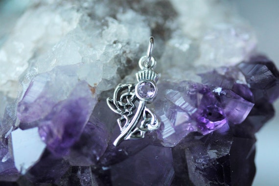 Ciondolo Cardo Scozzese In Argento Sterling 925 Con Catenina 46cm, Gioiello Scotland