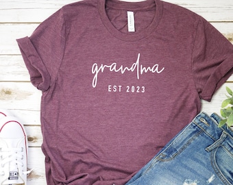 Grandma Shirt New Grandma Est Tee Personalized Tshirt Grandparent Shirt Mothers Day Graphic Tee Funny Shirt Cute Shirt