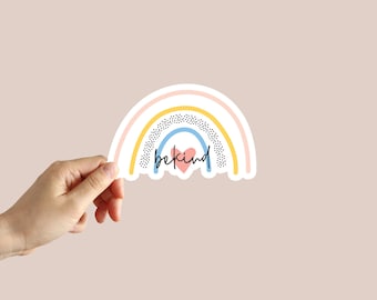 Be Kind Boho Rainbow Sticker Kindness Sticker Water Bottle Laptop Phone Car Notebook Sticker
