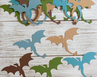 Flying Dragon Cutouts - 30 Cardstock Dragons, Party & Classroom Decor Earth Tones