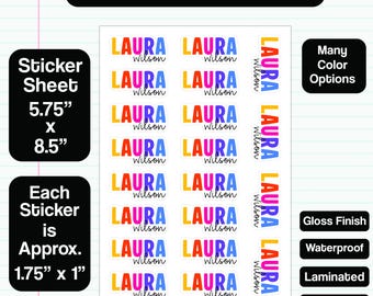 Pegatinas personalizadas con nombre: etiquetas para escuelas y guarderías, acabado brillante