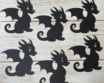 Black Dragon Cutouts Baby Shower Birthday Party Decor Bulletin Board Classroom Decorations - Set of 30 Cut Outs