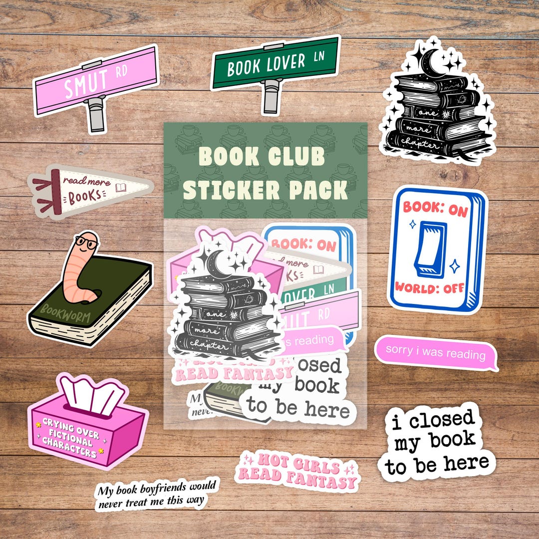 Clvb Sticker Book Club Sticker Pack Reading Stickers Girly Stickers Laptop Water ...
