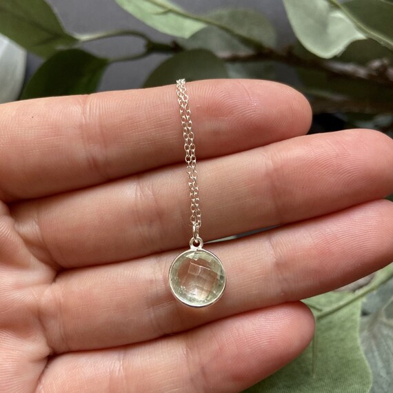 Green amethyst necklace silver clearance