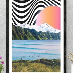 Trip Surfing / Digital Collage Art / Wall Art / Trippy Art / Digital Download / Fun Art