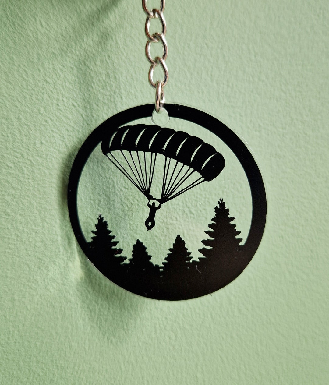 Parachutist Key Ring Aviation Gift Keychain Student Parachute Military ...