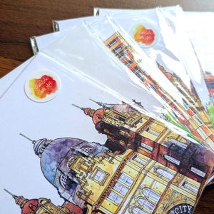 Postales con ilustraciones de la ciudad de Leeds (juego de 4)