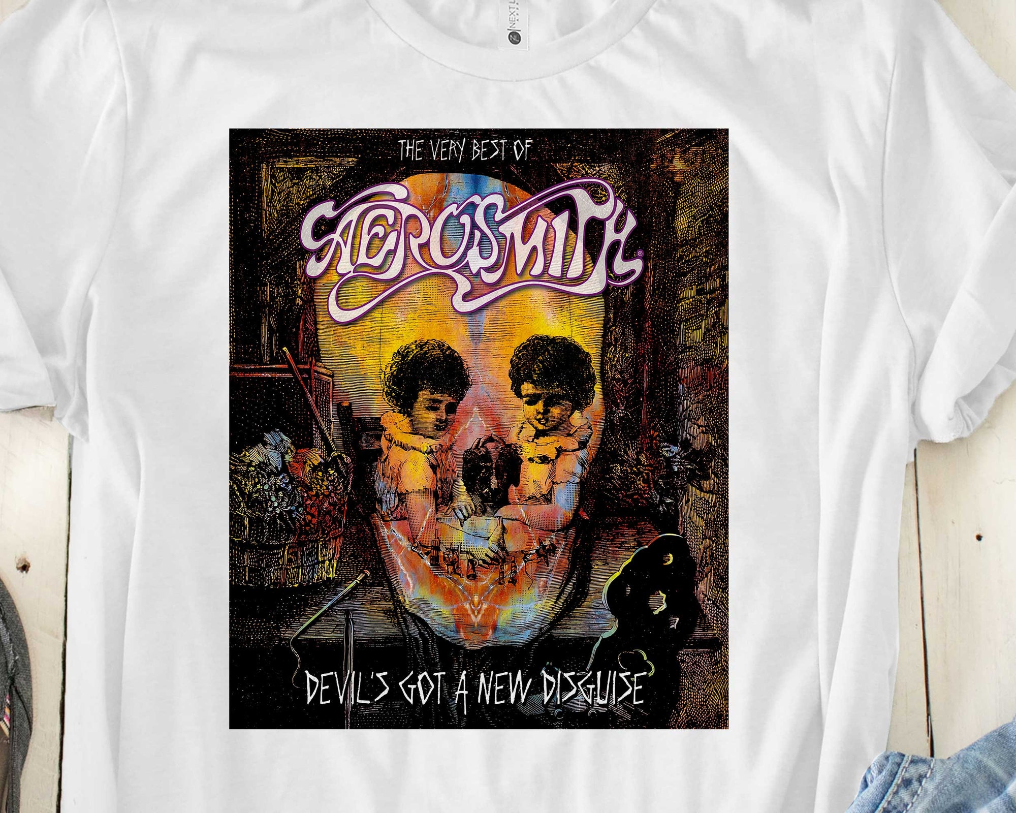 Aerosmith Rock Band 50Th Anniversary, Steven Tyler, Joe Perry, Tom Hamilton Joey Kramer, Brad Whitford, Old School Shirt