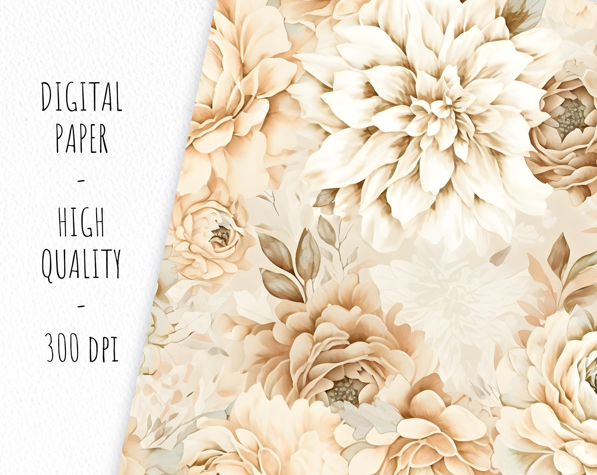 Boho Floral Seamless Pattern. Printable Boho Bouquet Digital Paper ...