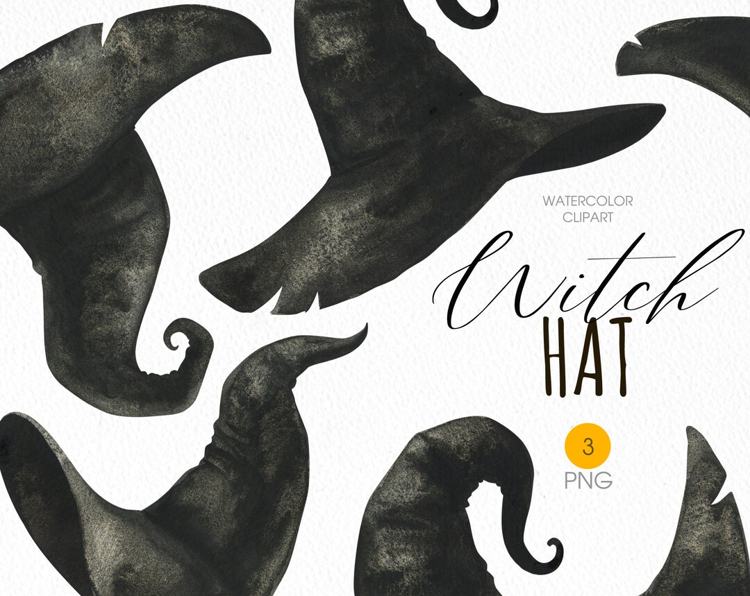 Witch Hat PNG Clipart. Wizard Hat Watercolor Clipart - Etsy