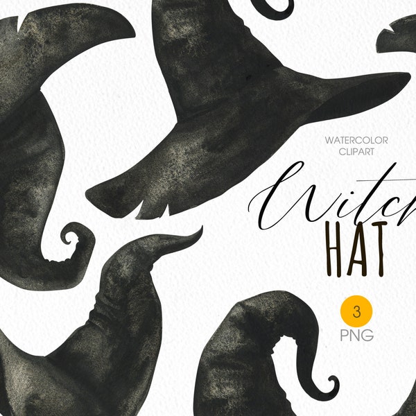 Witch Hat PNG clipart. Wizard hat watercolor clipart