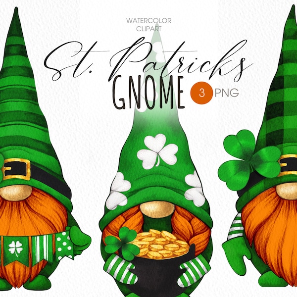 St Patricks gnome PNG clipart. St Patricks day png watercolor clipart