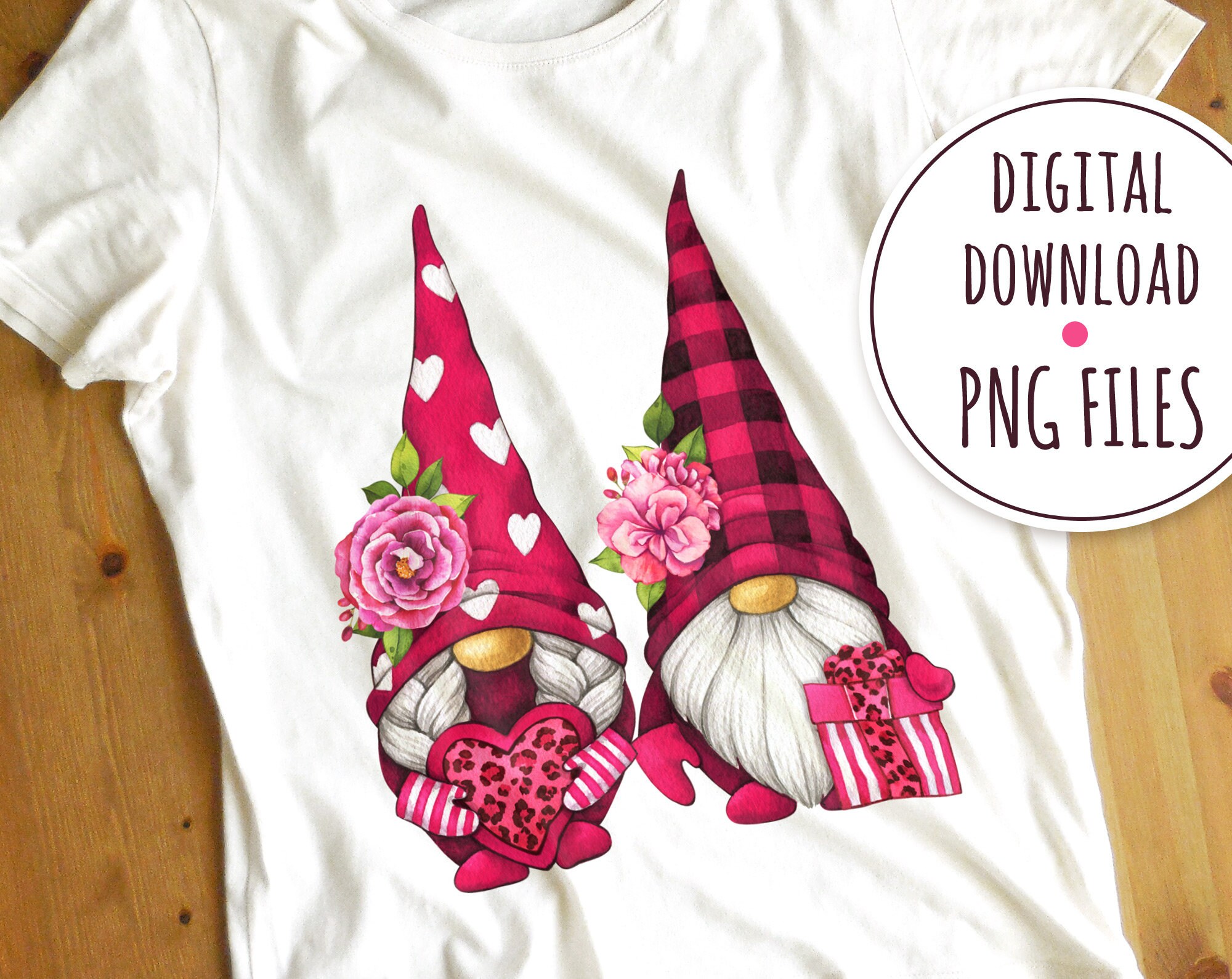 Valentine Gnomes PNG Clipart. Valentines Day Gnome Watercolor - Etsy