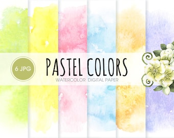 Pastelkleurige aquareltexturen, abstracte achtergronden (digitaal papier)