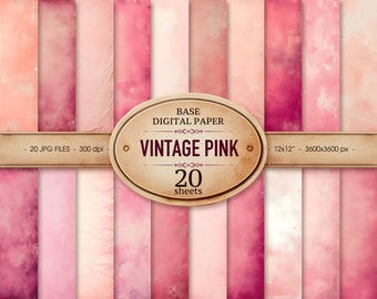 Vintage Pink Grunge Paper, Blush Texture Scrapbook Paper (Digital Download)
