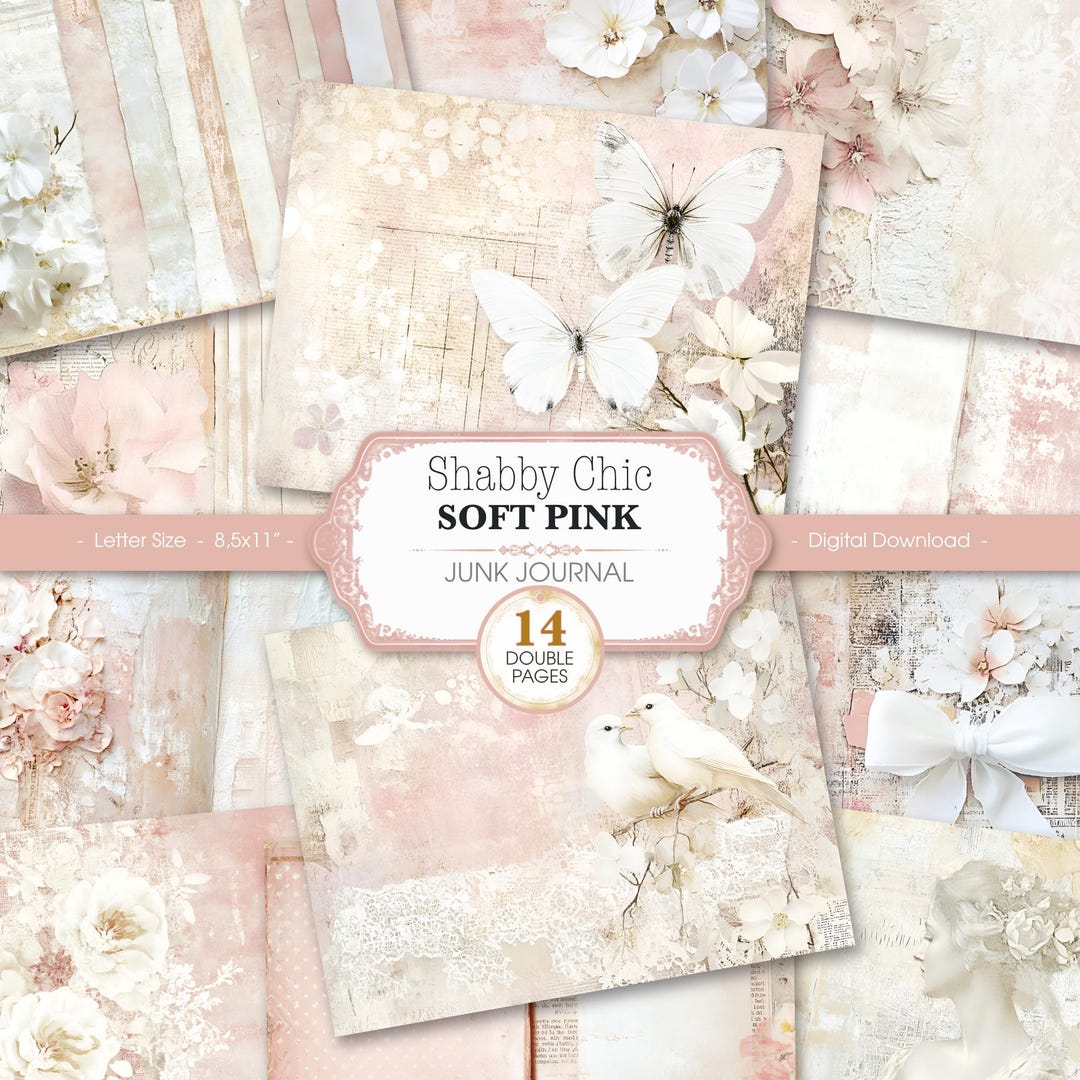 Pink Shabby Chic Junk Journal Page: Printable Vintage Floral Wedding ...