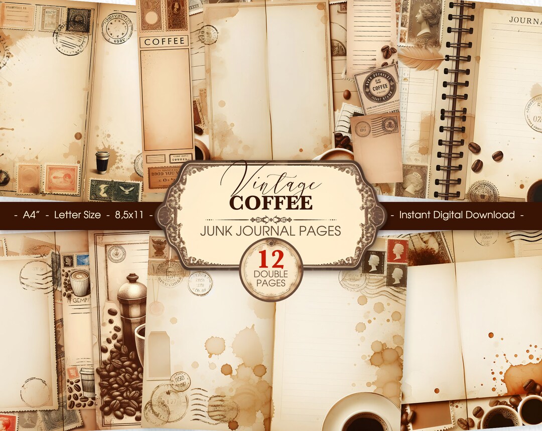 Vintage Coffee Junk Journal Pages, Printable Coffee Ephemera Digital ...