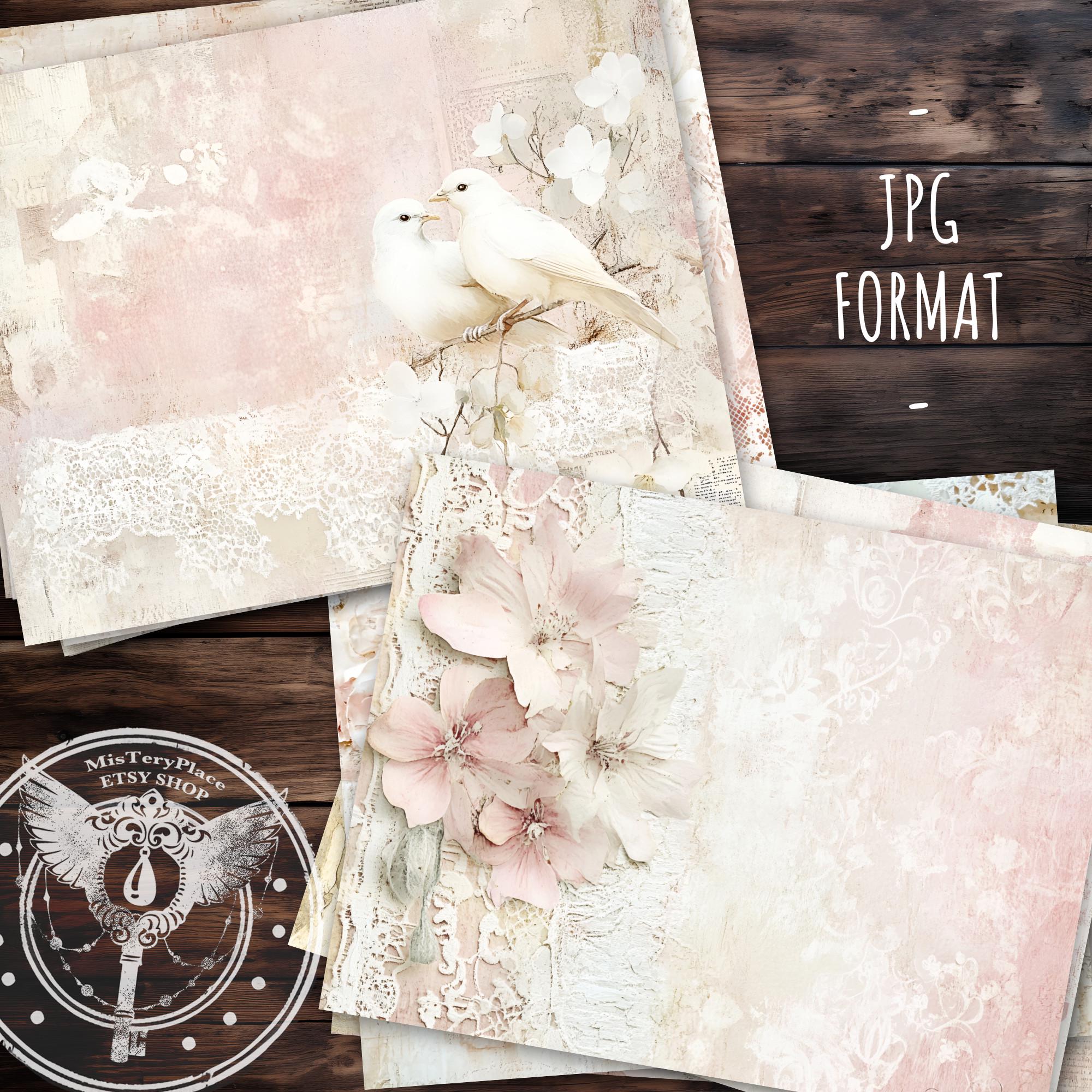 Pink Shabby Chic Junk Journal Page: Printable Vintage Floral Wedding ...