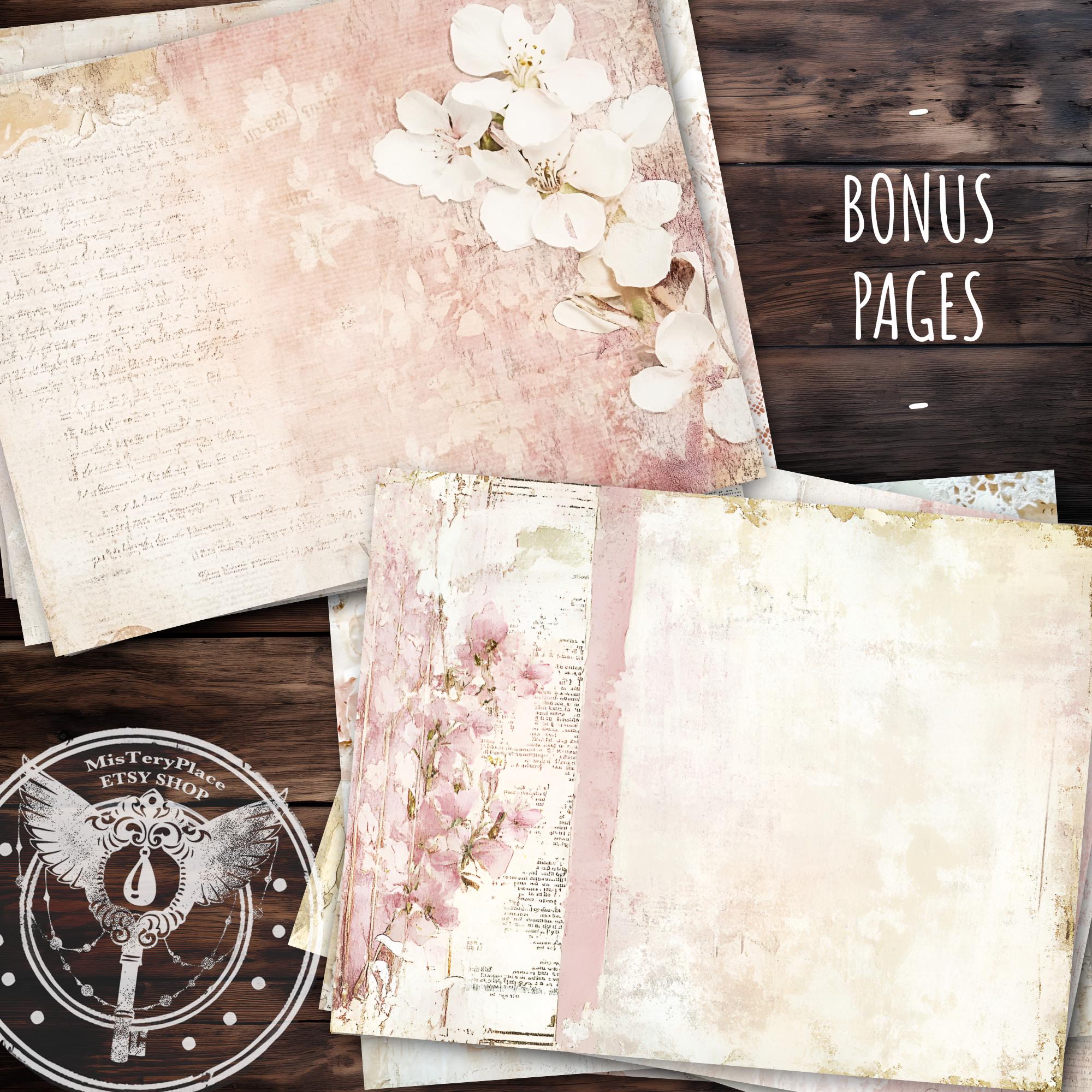 Pink Shabby Chic Junk Journal Page: Printable Vintage Floral Wedding ...