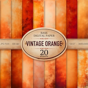 Papier numérique orange vintage, papier de scrapbooking mariage automne grunge abstrait, éphémères automne imprimables