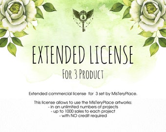 Commercial License NO Credit required / 3 item. Allows to Create Unlimited Projects. Up to 1000 Sales