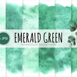 Emerald green digital paper, abstract watercolor background, scrapbook paper. Emerald printable wedding background