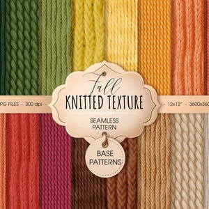 Fall Knit Fabric Seamless Pattern. Printable cozy autumn Knitted Texture digital paper for scrapbooking and junk journal, wrapping paper