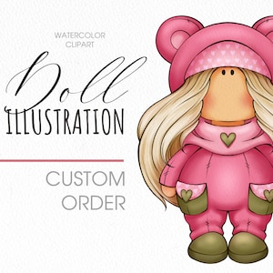 Clipart PNG poupée personnalisé. Illustration de poupée.