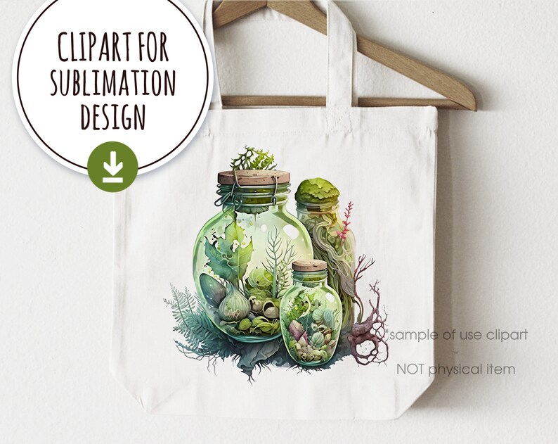 Green Witch PNG clipart. Witchy watercolor clipart. image 6