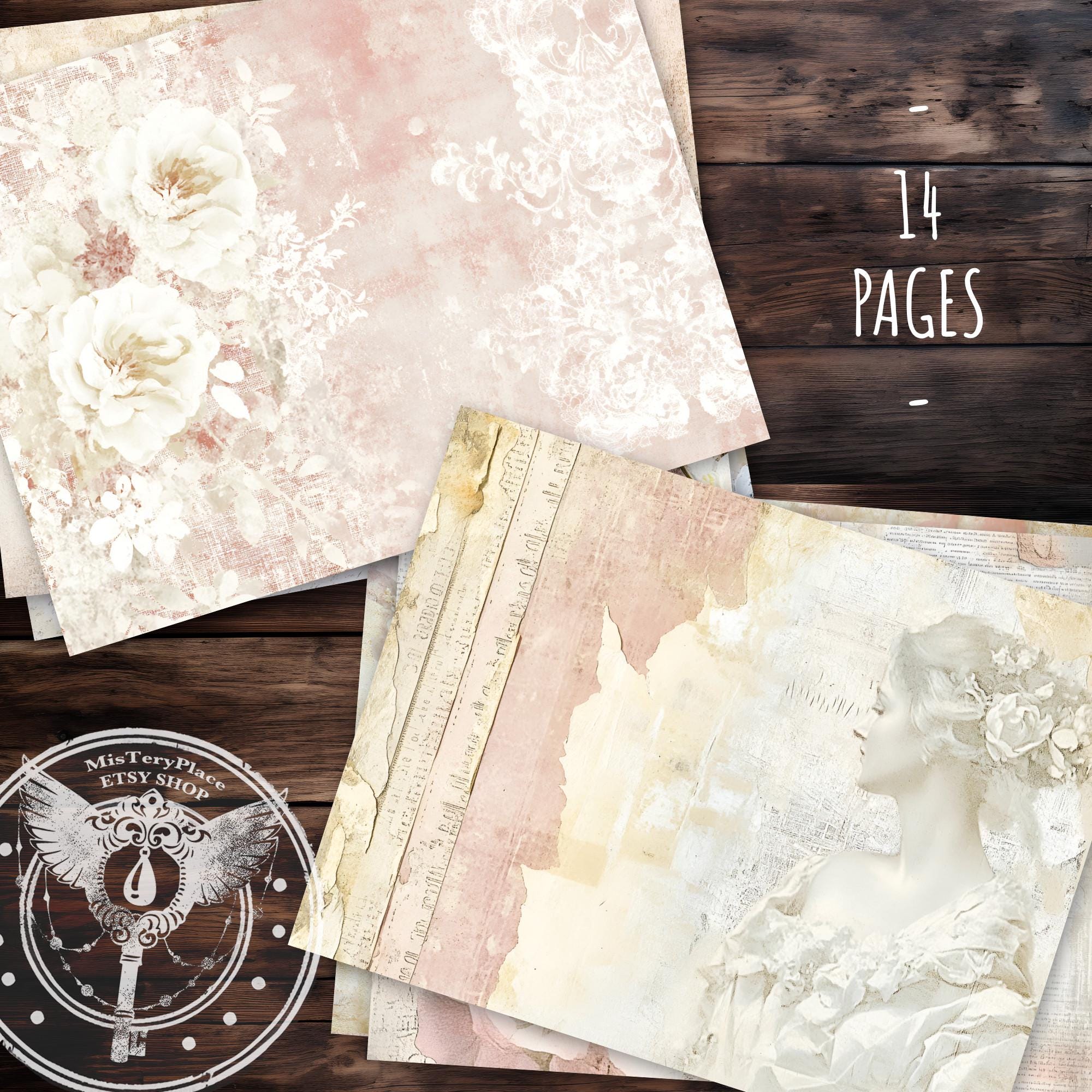 Pink Shabby Chic Junk Journal Page: Printable Vintage Floral Wedding ...