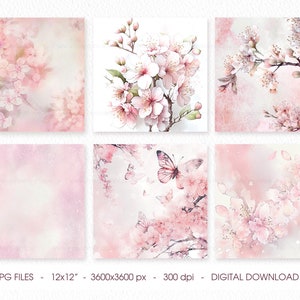 Blush floral watercolor digital paper, abstract pink spring watercolor scrapbook paper image 2