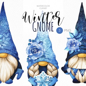 Gnomos de inverno PNG clipart. Clipart de Natal em aquarela de gnomo fofo de feriado