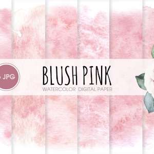Blush Aquarell Digitales Papier, abstrakte Aquarell Muster, Scrapbook Papier Pack. Blush rosa druckbarer Hochzeitshintergrund