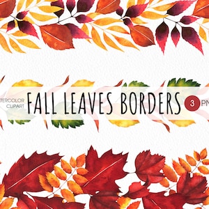 Herfstbladeren naadloze rand PNG clipart. Herfst slinger clipart, afdrukbare aquarel herfst clipart