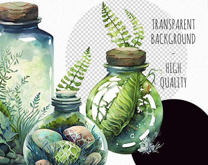 Green Witch PNG clipart. Witchy watercolor clipart. image 5