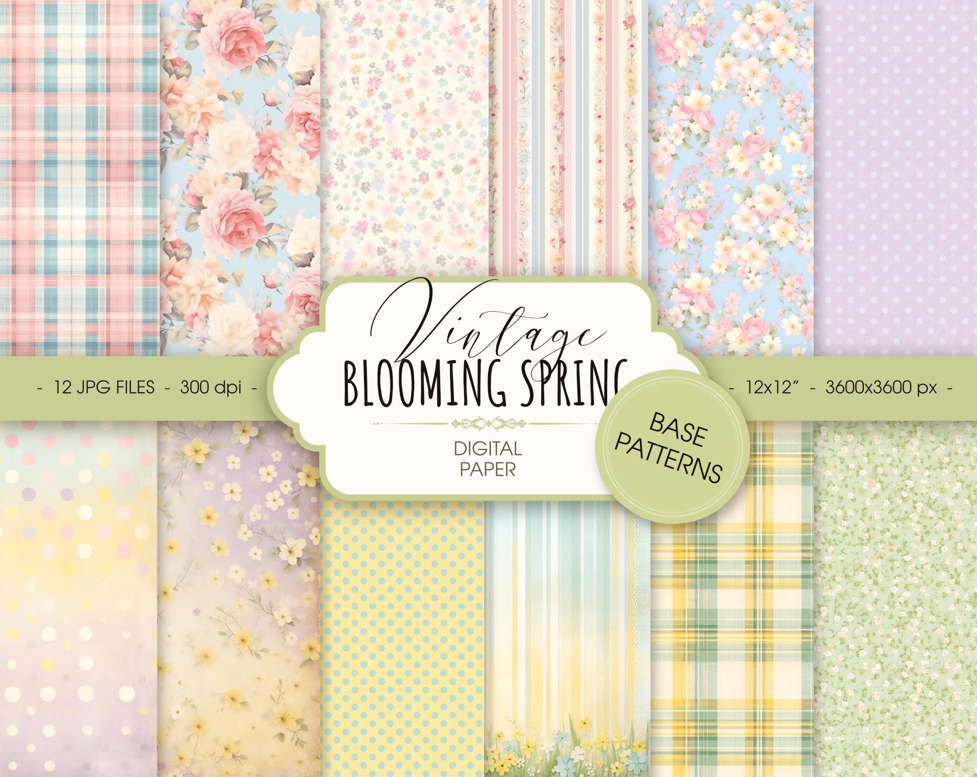 Vintage Spring Digital Paper: Printable Pastel Floral Scrapbook ...