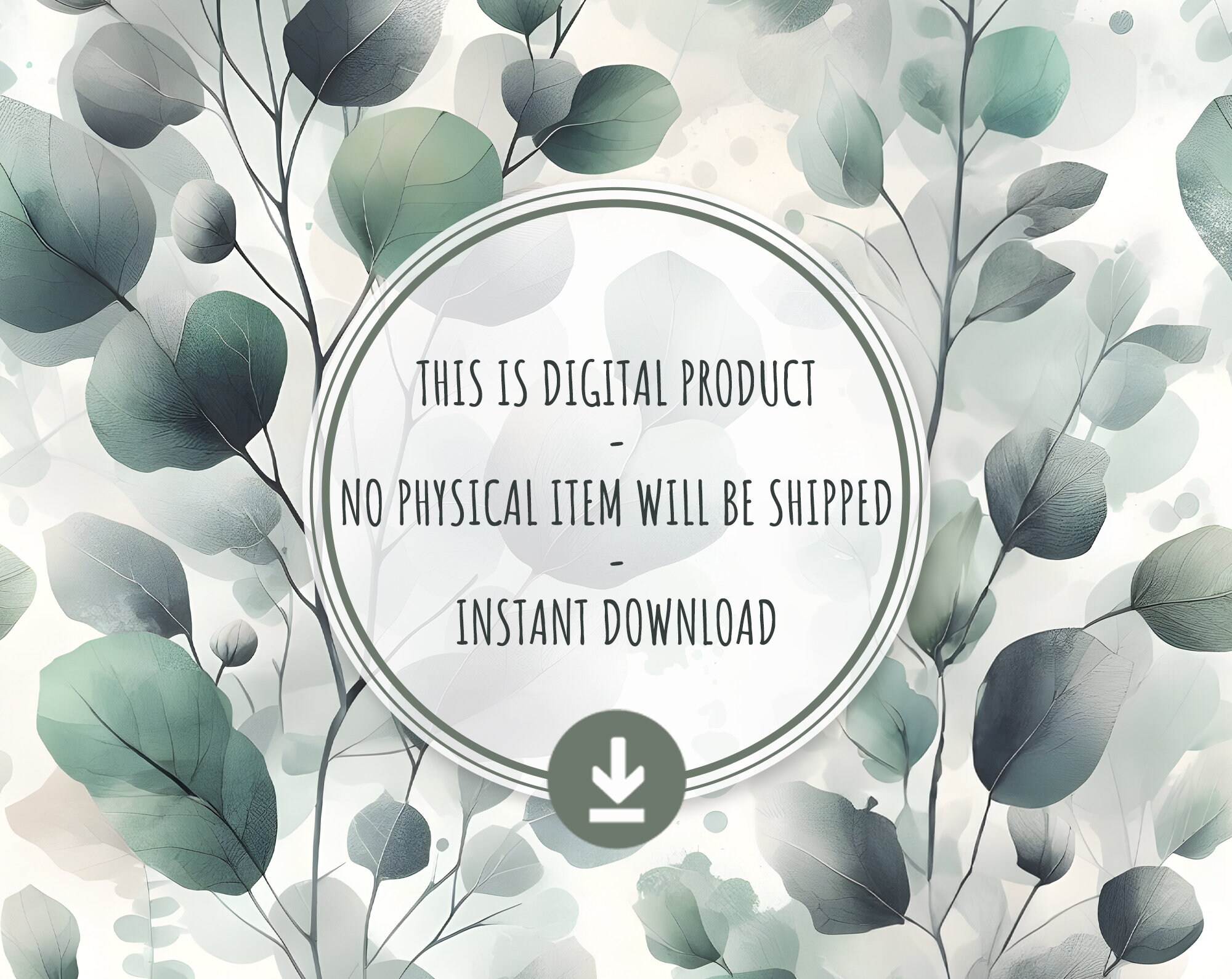 Eucalyptus Seamless Pattern. Printable Sage Green Greenery Digital ...